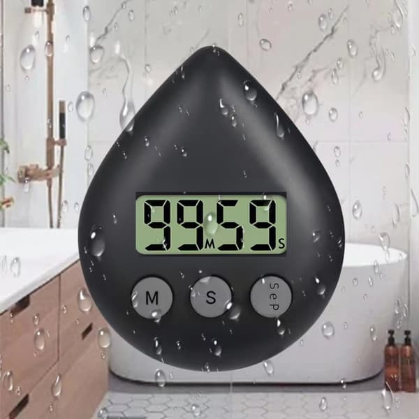 Digital Timer för Kök och Badrum, Vattentät Dusch-Timer Portabel Timing-Verktyg med Sugkopp, Kompakt Digital Timer med LCD-Display blue