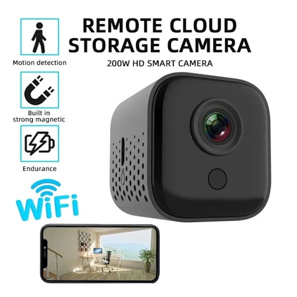 Mini Kamera för Inomhus- och Utomhussäkerhet, WiFi Videokamera med Smart Rörelsedetektering, Tydlig Realtidsvideo för Vardagsrum, Trädgård, Kontor, Butik