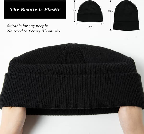 Vintermössa i ull för män med stickad fleece, tjock mössa, termisk