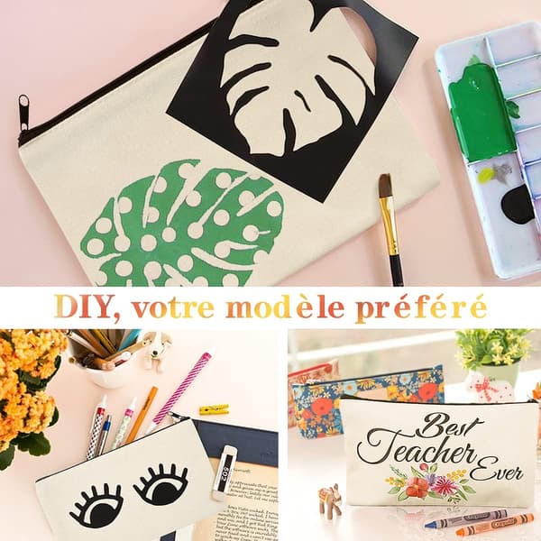 10 stycken DIY tomma canvas tygförvaringsfickor Ecru Anpassningsbara