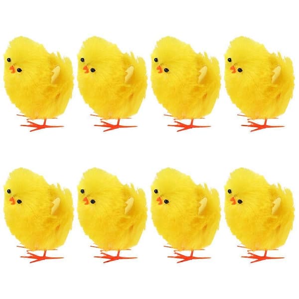 8 stk. Mini Kyllinger Sæt Påske Gul Mini Fluffy Kyllinger Plys Kylling Figurer