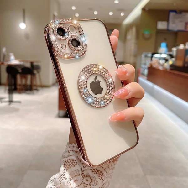 Elegant mobilskal Sparkle & Bling iPhone 14 Pro Max Rose guld
