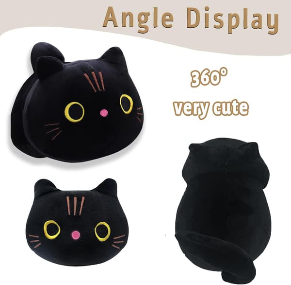 Mjuk Plush-Kattdocka Svart 35 CM Liten Kudde Fylld