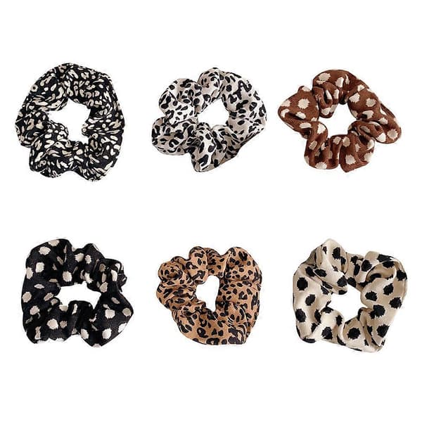 6 stk Leopard Prikk Hårstrikker Elastiske Hårbånd Hårstrikker Tau