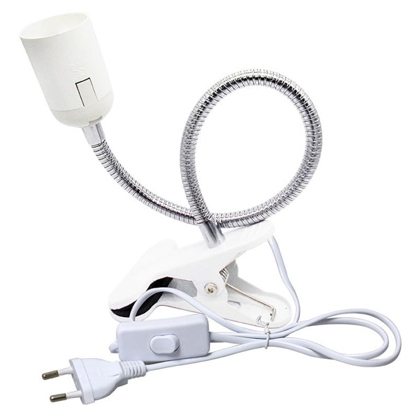 Flexibel Klämlampa med Svanhals, E27-kompatibla LED-lampor under 60W, 360 graders roterbar justerbar metallklämma med strömbrytare för
