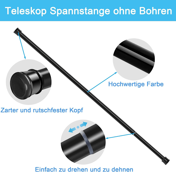 Gardinstång utan borrning spännstång teleskopstång för badrum