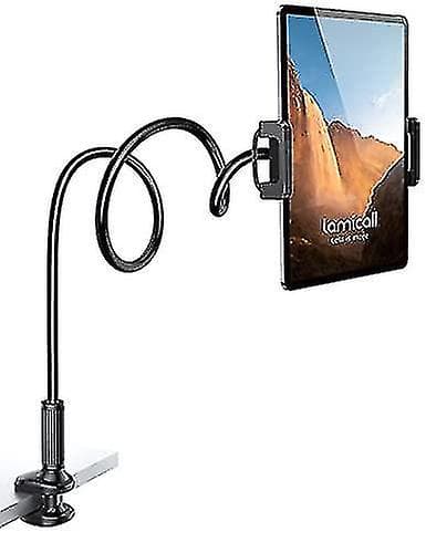 Svanehals Tablet Holder til Seng - Fleksibel Tablet Arm Klemme til Seng Kompatibel - Sort