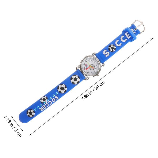 3D fotbolls- och visselmönsterklocka tecknad gummiband armbandsur för barn (blå)