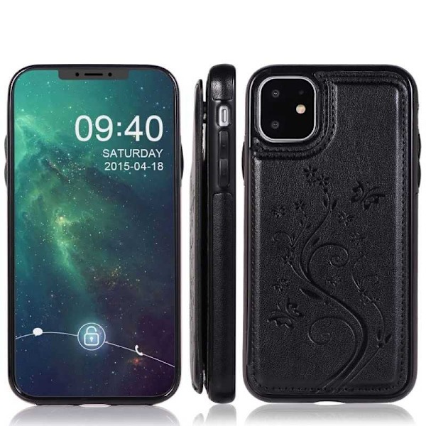 iPhone 11 Stöttåligt Skal Korthållare 3-FACK Flippr V2 Svart Svart