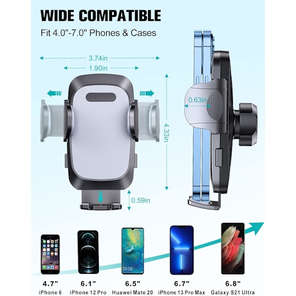 Mobilhållare för bil, 2024 Innovativ Design 3-i-1 Universal Mobiltelefonhållare, Militärklassad Robusthet Säkerställer Pålitlighet, För iPhone 13 Pro Max,