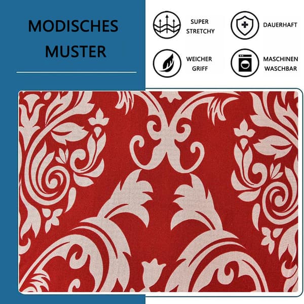 Återanvändbart möbelskydd i barockstil, lättskött stretch-ottomanöverdrag för rektangulär fotpall, elastiskt band säkerställer säker passform, förbättrar rummet