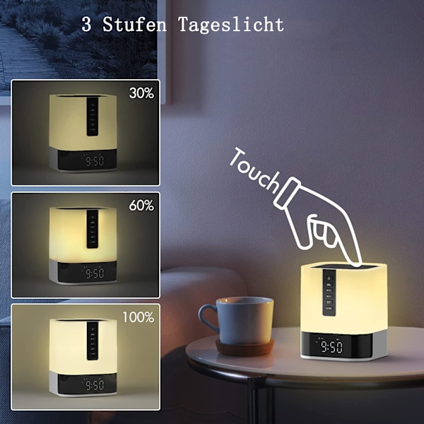 Multifunktionell Bluetooth-högtalare, dimbar flerfärgad lampa &amp; sänglampa med beröringssensor, idealisk för sovrum, vardagsrumsdekor &amp;