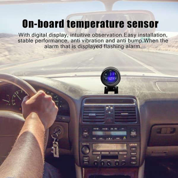 Led Digital Bil Lastbil Vattentemperaturmätare Temperatursensor Voltmeter Spänning 2 I 1 12.0v 24v
