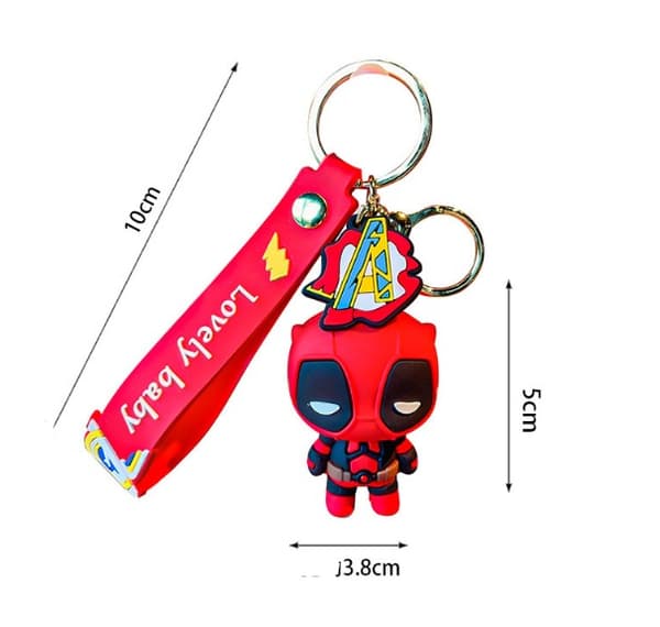6. sukupolven Marvel - Deadpool (mustat silmät) supersankari Chibi-hahmo avaimenperä