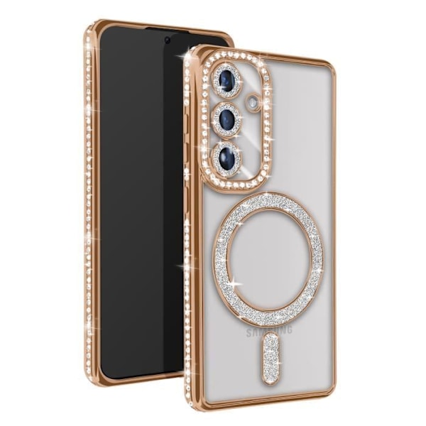 Diamantfodral till Samsung Galaxy S24 Plus MagSafe Contour Rhinestone Gold Gul