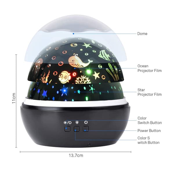 Stjernehimmel LED-projektor, babynattlys, havverden 2-i-1 Pr