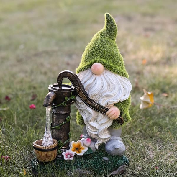 Flocket Hagegnom Dekorasjoner, 29cm Stor Morsom GNOME Utendørs