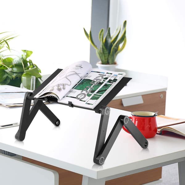 Bærbart Laptopbord, Aluminiumlegeringsstativ med Multifunktionelt Design til 10 tommer til 15,9 tommer Gadgets, Sort, Højdejusterbart med Ventilation og