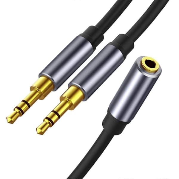 3,5 mm hun til 2 dobbelte 3,5 mm han AUX lydsplitterkabel headset til PC