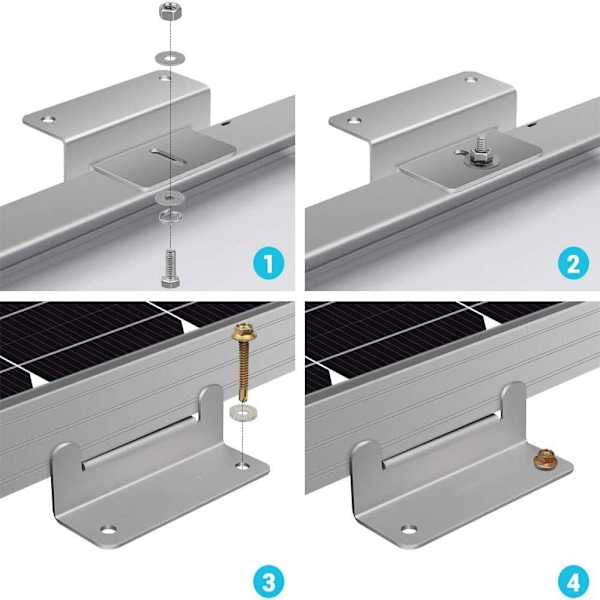 Z-fästen Kit för solpanelmontering, väderbeständigt korrosionsskydd, enkel installation för bred tillämpning på RV-båtinstallation, aluminium