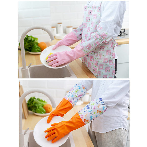 Et par gummihandsker til rengøring af damrender - One Size - Blå model lang arm