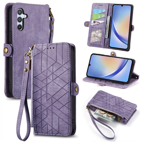 Zipper Plånboksfodral Samsung Galaxy A14 Lila