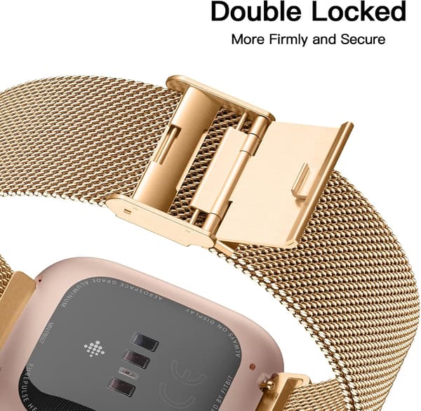 Metallbånd Kompatible med Fitbit Versa/Fitbit Versa 2 Bånd for Kvinner Menn, Justerbare Armbånd i Rustfritt Stål Mesh Loop for Fitbit Versa