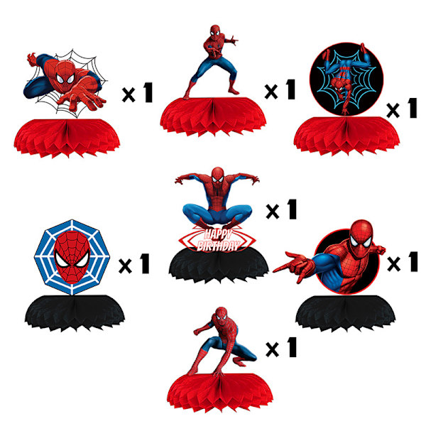 7 Spider-Man-tema fest honeycomb bordpynt til spisning