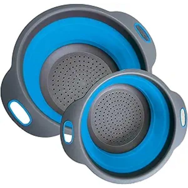 Vikbart Durkslag Set, Hopfällbart Sil Med Ergonomisk Design, 2 ST Platsbesparande Köksdurkslag, Perfekt För Vardagsmatlagning Och Camping,