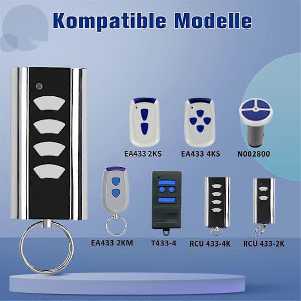 Fjernkontroll for Entrematic RCU 433-4K, RCU 433-2K, EA433 2KM, 433.92 Rullekode Garasjefjernkontroll 2 stk