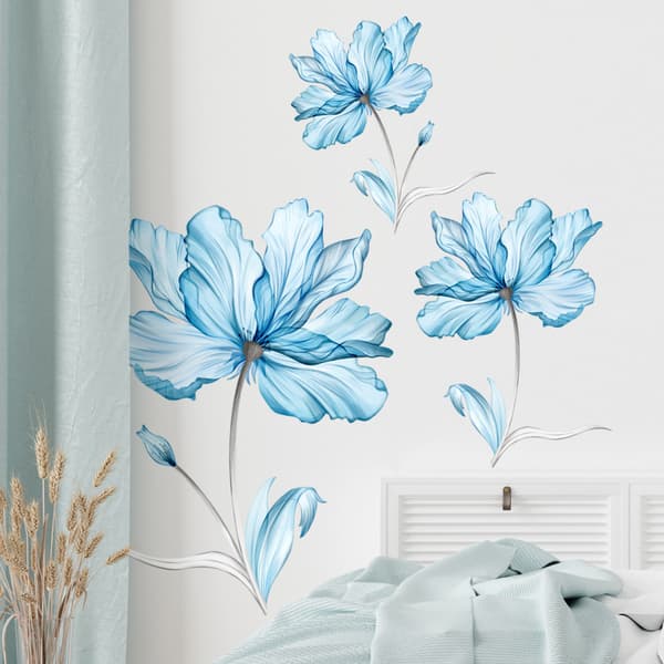 Blå plante blomst veggklistremerke