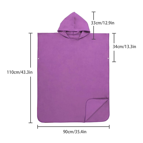 Snabbtorkande Surf Strandponcho, Mikrofibermaterial Ultralätt Huva Handduk, Perfekt För Surfing, Simning Och Utomhusaktiviteter, One Size