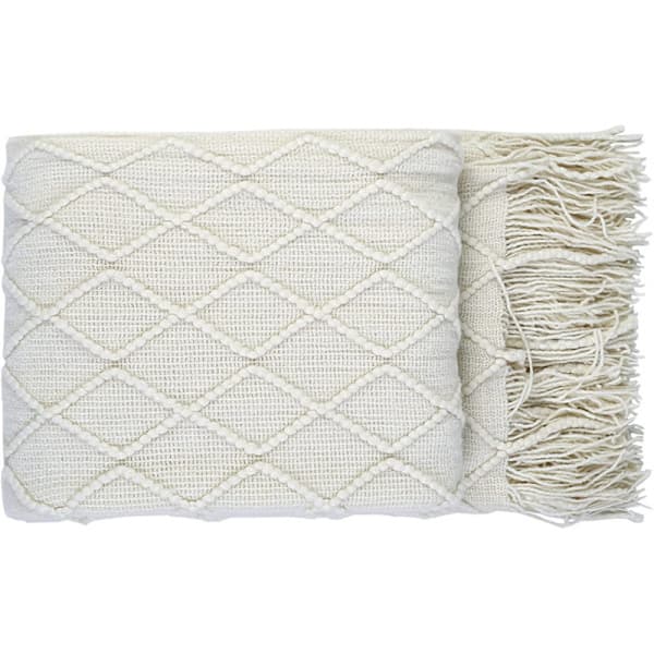 Myk strikket ullteppe med dusker, koseteppe, sofateppe, sovepledd, rosa 150 x 200 cm rosa beige