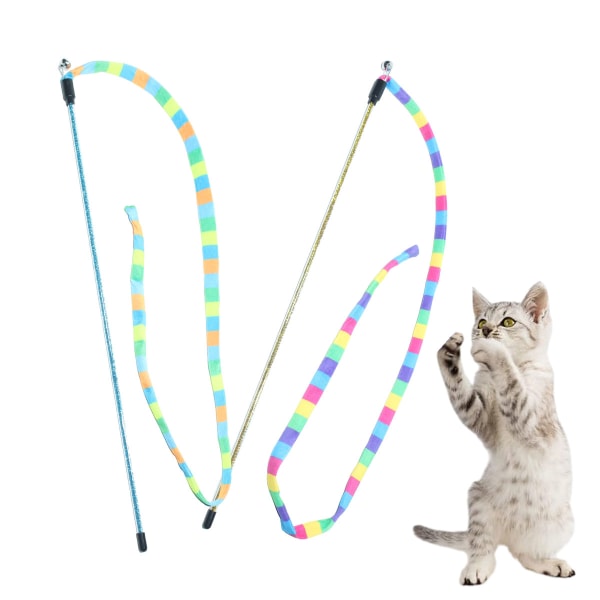 Interaktiv katt Rainbow stick leksaker för innekatter och kattungar,