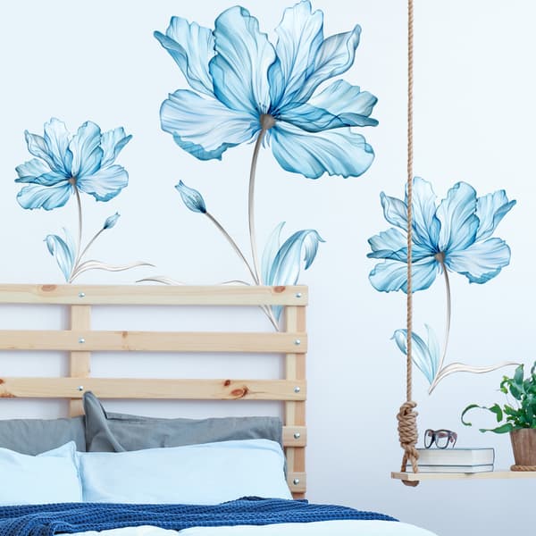 Blå plante blomst veggklistremerke