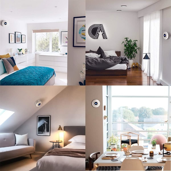 Rökdetektor med kolmonoxidlarm, 10 års livslängd, LCD digital display för realtidsövervakning, talande larmsystem, lämplig för