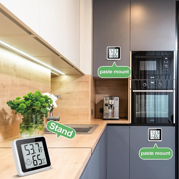 Digital Hygrometer, Inomhustermometer med användarvänlig Emoji-display och sensorer av industriell kvalitet, idealisk för vardagsrum, sovrum, kök,