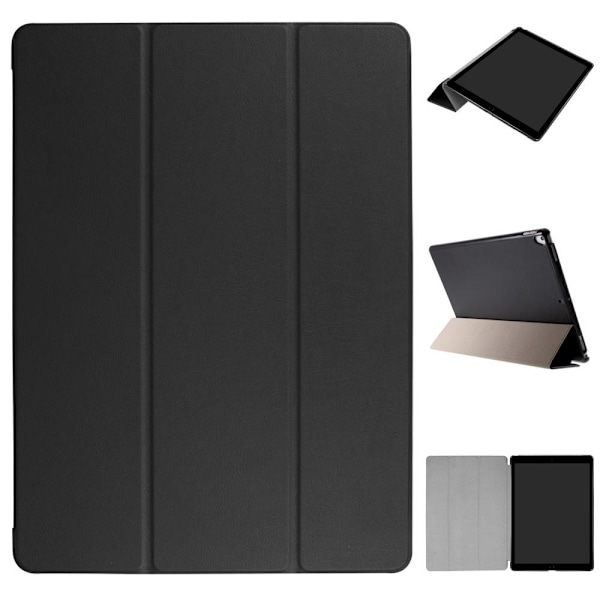 iPad Pro 12.9 (2017) - Tri-Fold Läder Fodral - Svart Black Svart