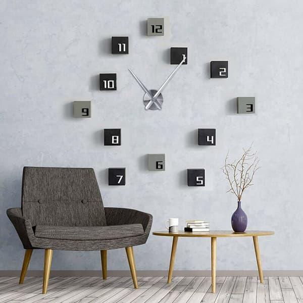 Svart Stor Väggklocka, 3D-visare, Quartz Mekanism Klocka, Konst