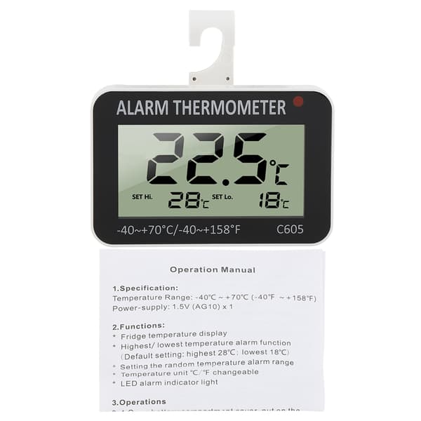 Digital LCD-termometer med sond för kylskåp och frys