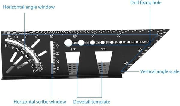 1 stk. Vinkelmåler i aluminiumslegering for trearbeid - 3D gjæring