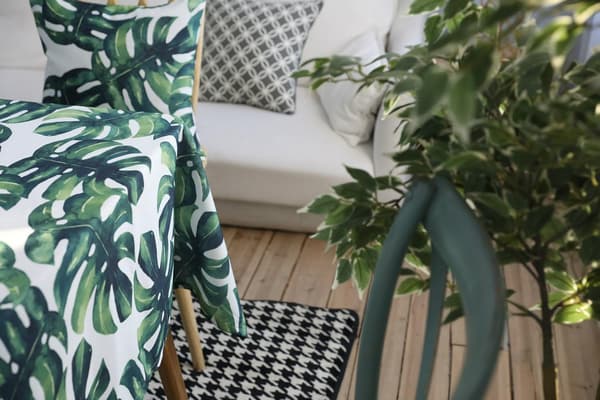 Drizzle Bordsduk Växter Monstera Palm Grön Blad Rektangulär Ta