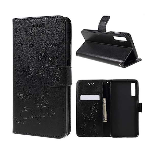Butterfly läder Samsung Galaxy A7 (2018) fodral - Svart Svart