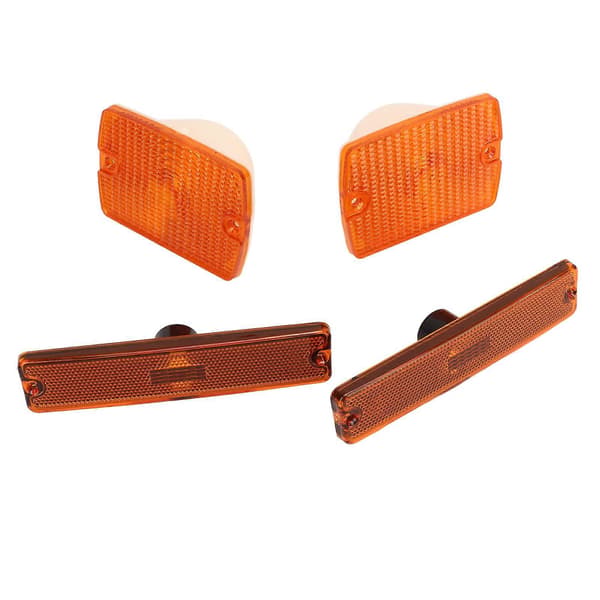4 stk. sidemarkeringslys og blinklyshus 56001378 erstatning for Jeep Wrangler YJ gul