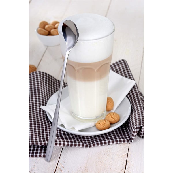 6-delade Latte-skedar, 19 cm rostfritt stål långt handtag blandning