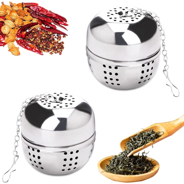 2 stk. te-infuser i rustfritt stål, te-infuser, te-sil