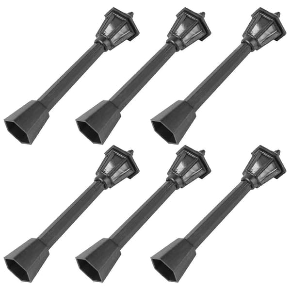 6 stk. mikrolandskapsfigurer og miniatyrpyntmodelllys Gatelykt simuleringslys (svart)