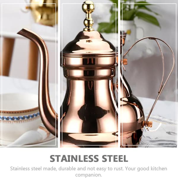 Rustfri ståltekande med si, langt smalt tuddesign til præcis hældning, rustbestandig slank tekande til løs te og kaffe chocolate 1.5 liters