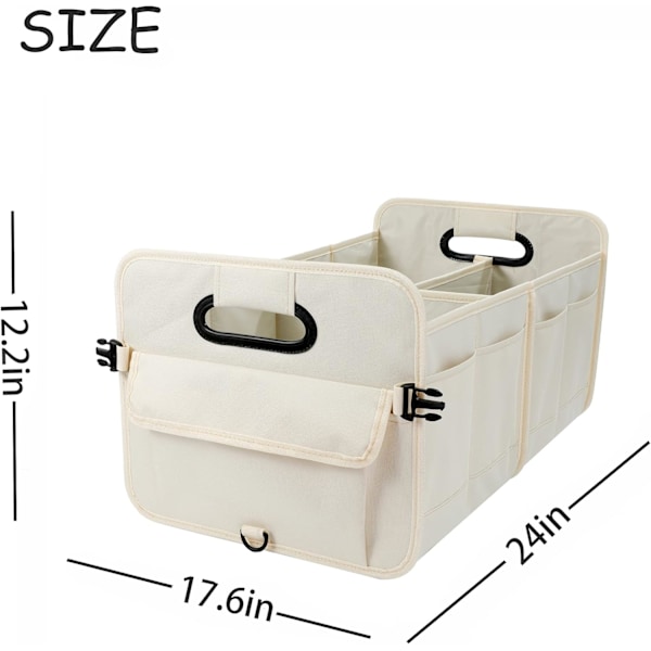 Elegant Bagageorganisatör, Hopfällbart Bilförvaringssystem med Flera Fack, Kraftig Oxford Polyester, Perfekt för Bil, Lastbil, SUV (Beige)