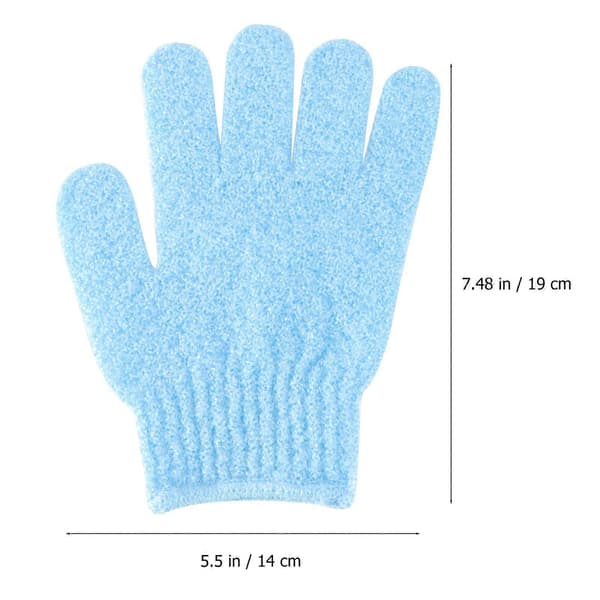 2 par badeeksfolierende handsker med fem fingre, kropsskrubbehandsker, badehåndklæde til mænd og kvinder (blå)